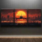 3pcs Sunset Plane Takeoff Darkness Perfect Wall Art Set Canvas Framed 40x60cm - High Quality Print 100% Australian Made Wall Canvas Ready to Hang