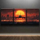 3pcs Sunset Plane Takeoff Darkness Perfect Wall Art Set Canvas Framed 40x60cm - High Quality Print 100% Australian Made Wall Canvas Ready to Hang
