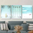 3pcs Vintage Surf Beach House Ocean Big Tree Metal Print Ready to Hang Art