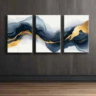 3pcs Abstract Dark Golden & Black Perfect Wall Art Set Canvas Framed 40x60cm - High Quality Print 100% Australian Made Wall Canvas Ready to Hang