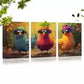 3pcs Whimsical Chicken Playful Farm Animal Wall Art Set Canvas Framed 40x60cm - High Quality Print 100% Australian Made Wall Canvas Ready to Hang