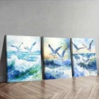 3pcs Seagulls Fly Over the Waves Ocean Perfect Wall Art Set Canvas Framed 40x60cm - High Quality Print 100% Australian Made Wall Canvas Ready to Hang