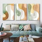 3pcs Abstract Modern Block Green Brown Metal Print Ready to Hang Art
