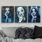 3pcs Gothic Nun Black Lipstick Design Perfect Wall Art Set Canvas Framed 40x60cm - High Quality Print 100% Australian Made Wall Canvas Ready to Hang
