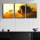 3pcs Majestic Lion Sunset Shine Strong Perfect Wall Art Set Canvas Framed 40x60cm - High Quality Print 100% Australian Made Wall Canvas Ready to Hang