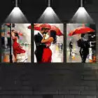 3pcs Romantic Couple with Umbrella Raining Wall Art Set Canvas Framed 40x60cm - High Quality Print 100% Australian Made Wall Canvas Ready to Hang