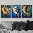3pcs Parrots Perch on the Edge Colorful Perfect Wall Art Set Canvas Framed 40x60cm - High Quality Print 100% Australian Made Wall Canvas Ready to Hang