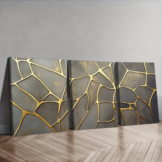 3pcs  Complex geometric pattern Painting Wall Art Set Canvas Framed 40x60cm - High Quality Print 100% Australian Made Wall Canvas Ready to Hang