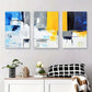 3pcs Bold Yellow, Blue, and Gray Metal Print Ready to Hang Art