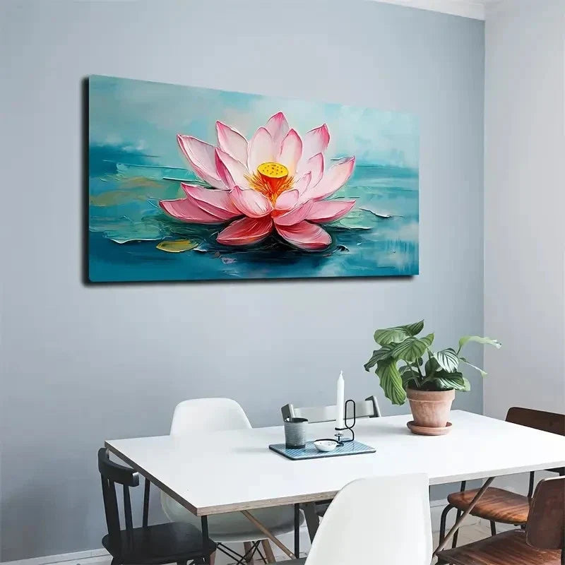 Pink Lotus Flower in Serene Wall Art canvas office home room framed 120x60cm