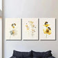 3pcs Flowers And Bees, Watercolor Floral Insect Metal Print Ready to Hang Art