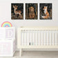 3pcs Royal Deer, Crowned Bear, Majestic Fox, Metal Print Ready to Hang Art