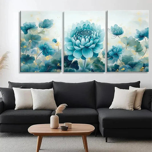 3pcs Lotus Soft Hues and Lush Greenery Perfect Wall Art Set Canvas Framed 40x60cm - High Quality Print 100% Australian Made Wall Canvas Ready to Hang