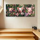 3pcs Cute Pink Pig with Pink florals and Greenery Metal Print Ready to Hang Art