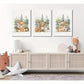 3pcs Rustic Cartoon Fox, Bear, Deer Oil Painting   Metal Print Ready to Hang Art