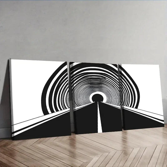 3pcs Tunnel black hole Wall Art Set Canvas Framed 40x60cm - High Quality Print 100% Australian Made Wall Canvas Ready to Hang