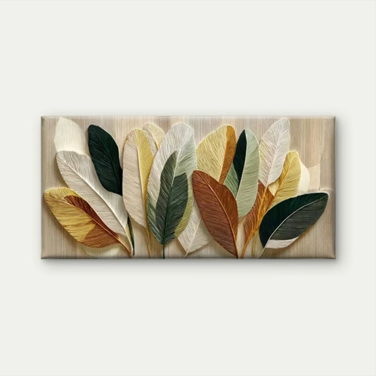 Vintage Feathered Design Wall Art Canvas Office Home Room Framed 80x45cm