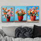 3pcs Vibrant Cactus & Flower Metal Print Ready to Hang Art