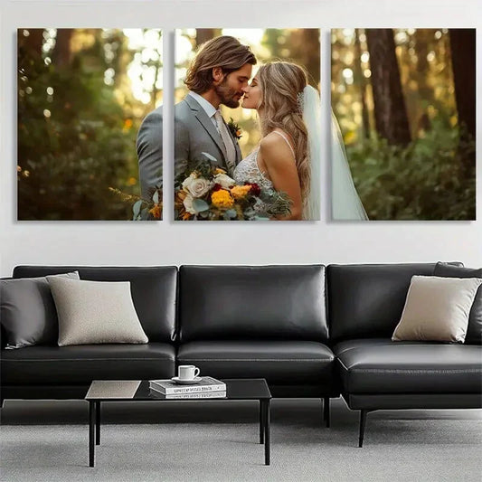 3pcs Wedding Couple Kiss Romantic Love Perfect Wall Art Set Canvas Framed 40x60cm - High Quality Print 100% Australian Made Wall Canvas Ready to Hang