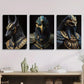 3pcs   Egyptian Mythology Golden Pharaoh & Anubis Art Metal Print Ready to Hang Art
