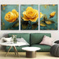 3pcs Romantic Floral Yellow Rose Design Metal Print Ready to Hang Art