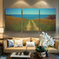 3pcs Deserted Road Under Clear Blue Sky Metal Print Ready to Hang Art