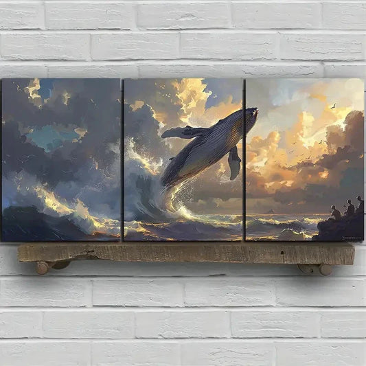 3pcs Surging Sea Waves Clouds Metal Print Ready to Hang Art