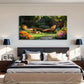 Vibrant Garden Scene Dog Wall Art Canvas Office Home Room Framed 120x60cm