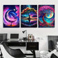 3pcs Mystical Moonlit Tree Fantasy Night Sky Metal Print Ready to Hang Art