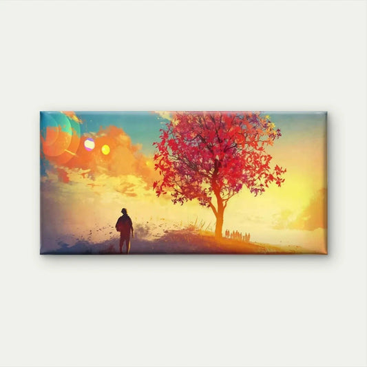 Minimalist Sunset Landscape Wall Art Canvas Office Home Room Framed 80x45cm