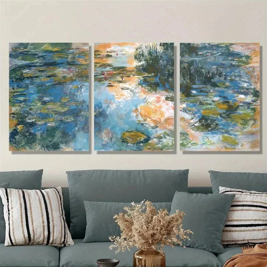 3pcs oil painting, abstract landscape painting Metal Print Ready to Hang Art