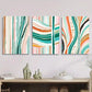 3pcs Vibrant Abstract Colorful Striped Metal Print Ready to Hang Art