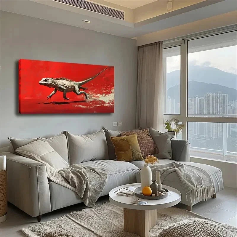 Minimalist Abstract Lizard Wall Art Canvas Office Home Room Framed 120x60cm