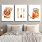 3pcs Watercolor Style Food Dessert Jar Jam Metal Print Ready to Hang Art