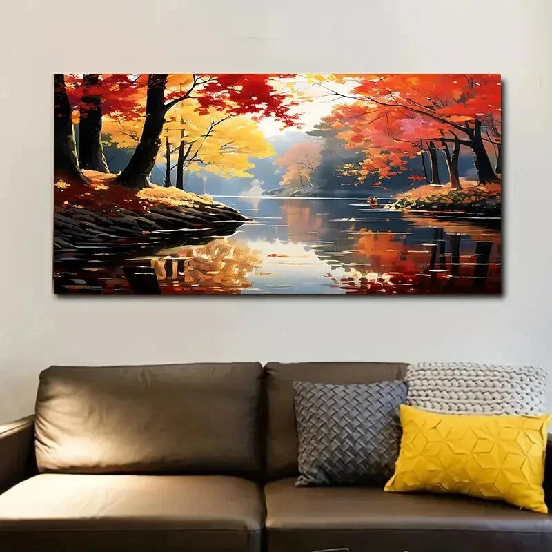 White Plum Blossom Lake wall canvas office home room framed 120x60cm