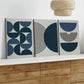 3pcs Navy Blue Bohemian Black Lines Modern Wall Art Set Canvas Framed 40x60cm - High Quality Print 100% Australian Made Wall Canvas Ready to Hang