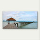 Wooden Pier and Beach Landscape Wall Art Canvas Office Home Framed 80x45cm