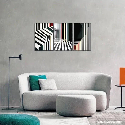 3pcs Simple Stylish Stripes Decoration Poster Metal Print Ready to Hang Art
