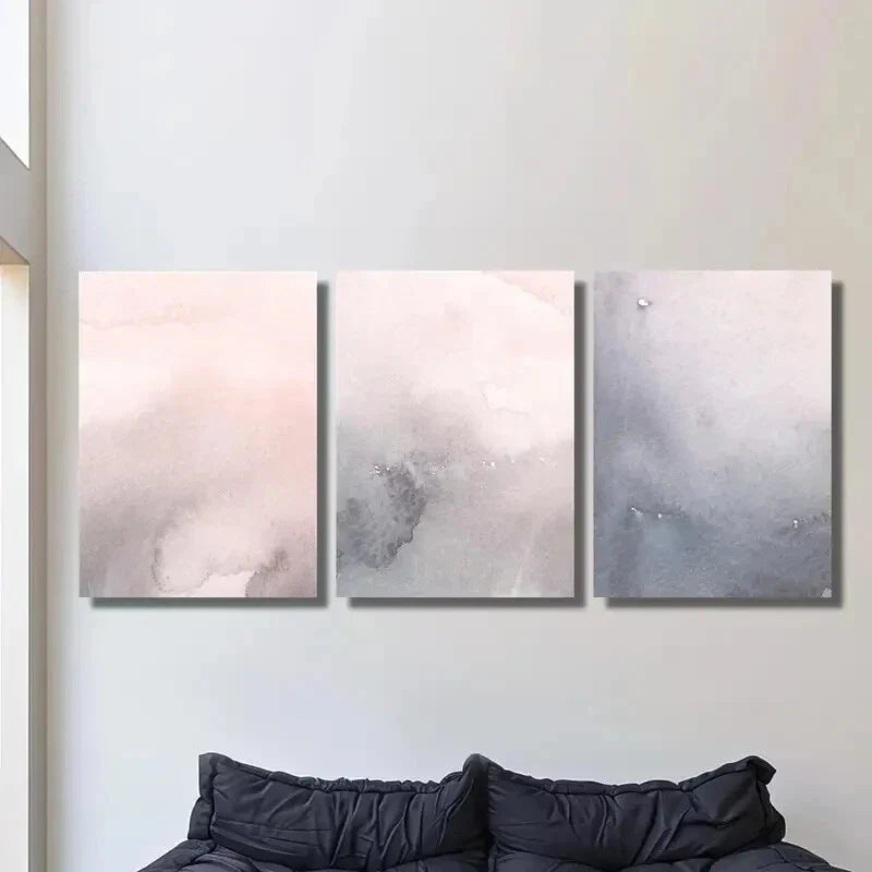 3pcs Watercolor Painting, Modern Retro Abstract Metal Print Ready to Hang Art