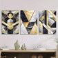 3pcs Marble texture and golden geometric Metal Print Ready to Hang Art