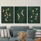 3pcs Featuring Cranes in Emerald Green Wall Art Set Canvas Framed 40x60cm - High Quality Print 100% Australian Made Wall Canvas Ready to Hang