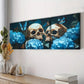 3pcs Skulls and Blue Flowers with Butterflies Wall Art Set Canvas Framed 40x60cm - High Quality Print 100% Australian Made Wall Canvas Ready to Hang