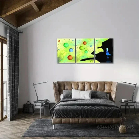 3pcs Vibrant Galaxy & Silhouette Design Metal Print Ready to Hang Art