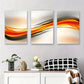3pcs Abstract Flowing Lines Orange and Black Wave Metal Print Ready to Hang Art