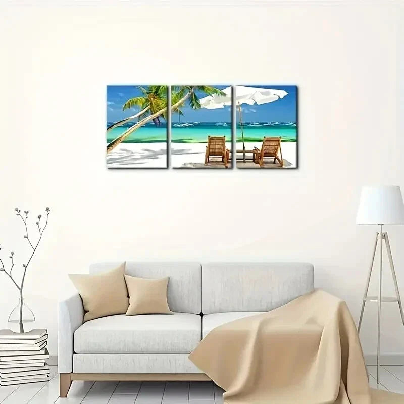 3pcs  Depicting a Tropical Beach Vacation Metal Print Ready to Hang Art