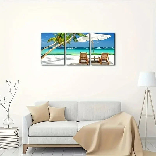 3pcs  Depicting a Tropical Beach Vacation Metal Print Ready to Hang Art