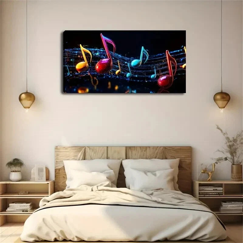 Modern Abstract Music Notes Wall Art Canvas Office Home Room Framed 120x60cm