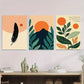 3pcs Modern Abstract Feathers, Leaves Metal Print Ready to Hang Art