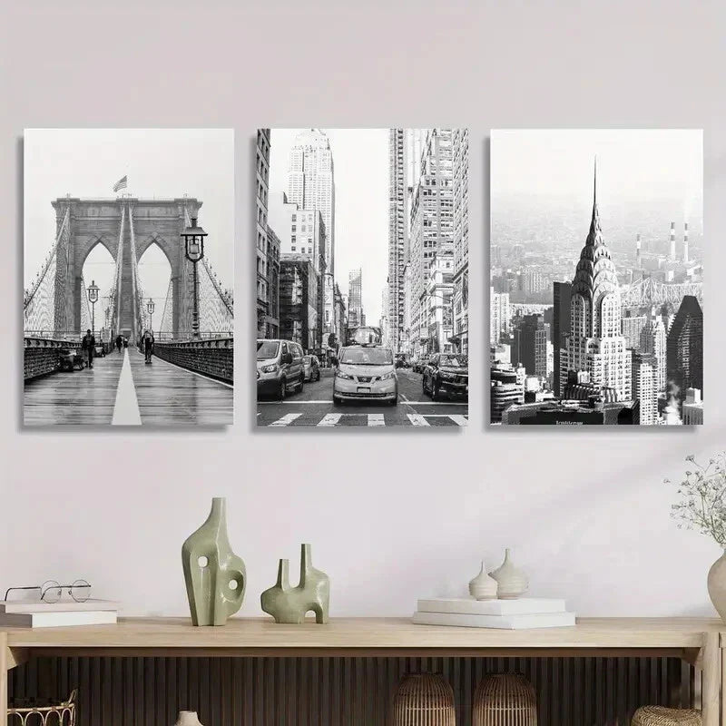 3pcs new york city photography, Brooklyn Bridge Metal Print Ready to Hang Art