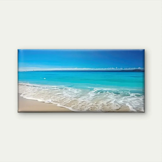 Beach Scene Blue Sky Wall Art Canvas Office Home Room Framed 80x45cm